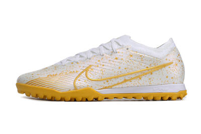 Men's Nike Air Zoom Mercurial Vapor 15 Elite TF Football Shoes - White/Gold