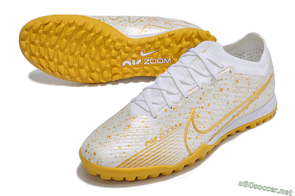 Men's Nike Air Zoom Mercurial Vapor 15 Elite TF Football Shoes - White/Gold 3