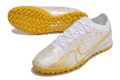 Men's Nike Air Zoom Mercurial Vapor 15 Elite TF Football Shoes - White/Gold
