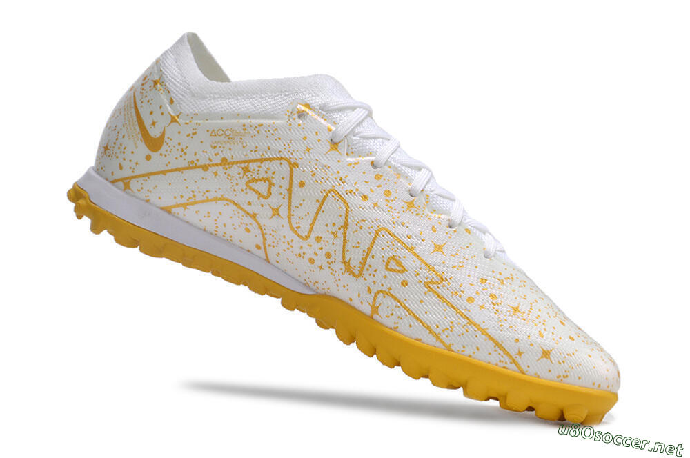 Men's Nike Air Zoom Mercurial Vapor 15 Elite TF Football Shoes - White/Gold 4
