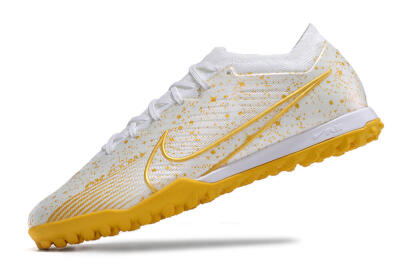 Men's Nike Air Zoom Mercurial Vapor 15 Elite TF Football Shoes - White/Gold
