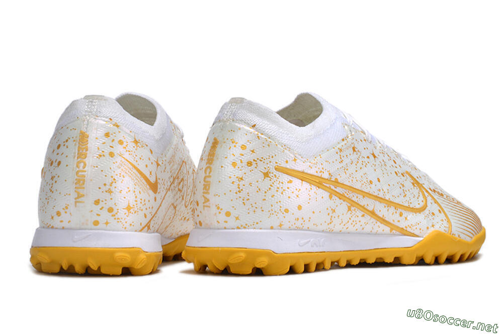 Men's Nike Air Zoom Mercurial Vapor 15 Elite TF Football Shoes - White/Gold 6