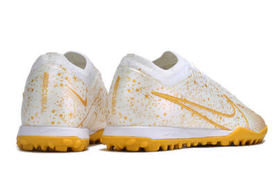 Men's Nike Air Zoom Mercurial Vapor 15 Elite TF Football Shoes - White/Gold