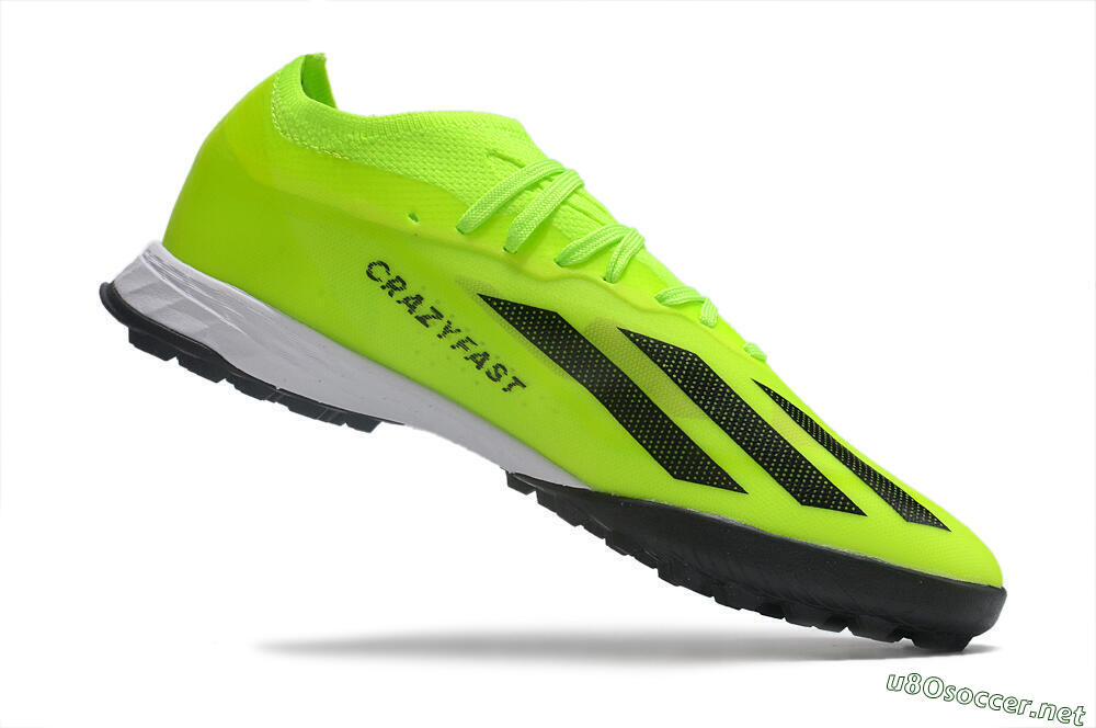 Men's Adidas X Crazyfast.1 TF Football Shoes - Green/Black/White 4