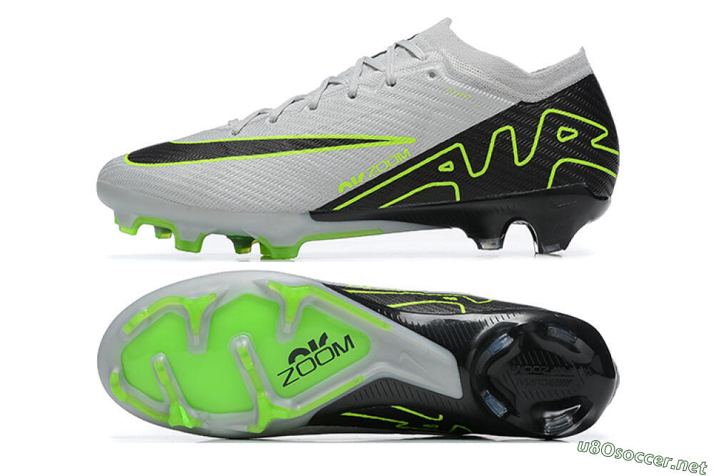 Men's Nike Air Zoom Mercurial Vapor 15 Elite FG Football Boots - White/Black/Green 1