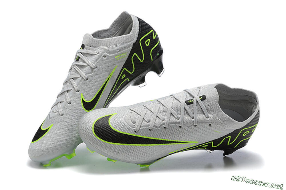 Men's Nike Air Zoom Mercurial Vapor 15 Elite FG Football Boots - White/Black/Green 5