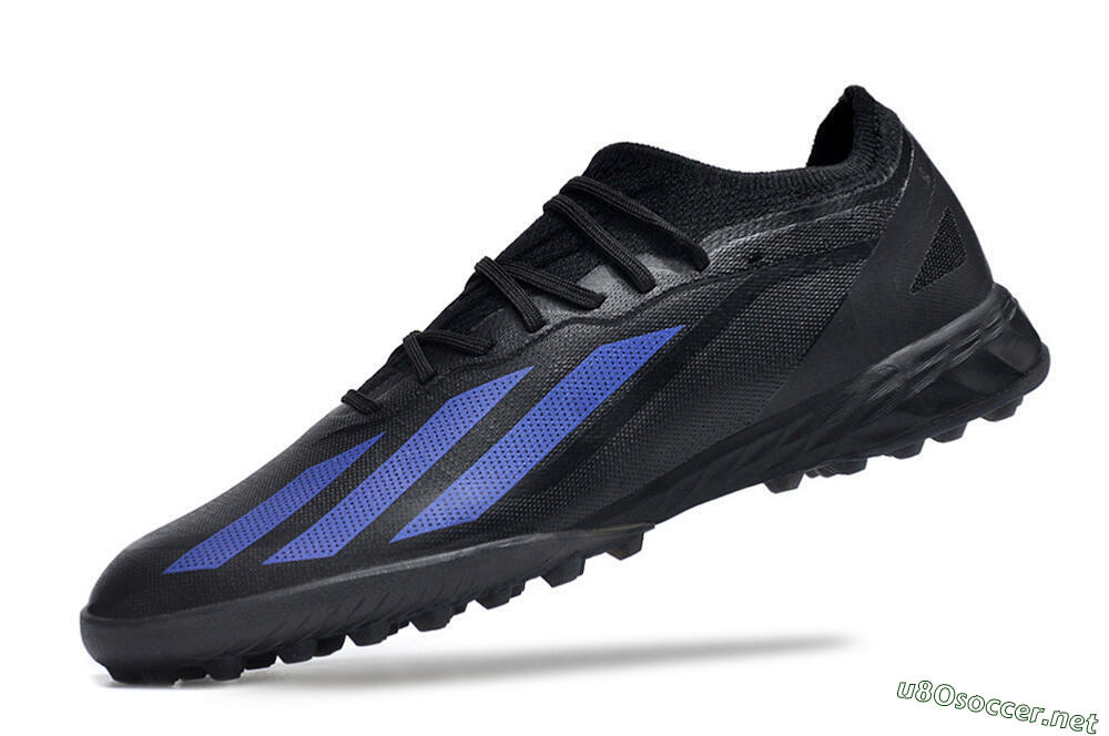 Men's Adidas X Crazyfast.1 TF Football Shoes - Black/Blue 5