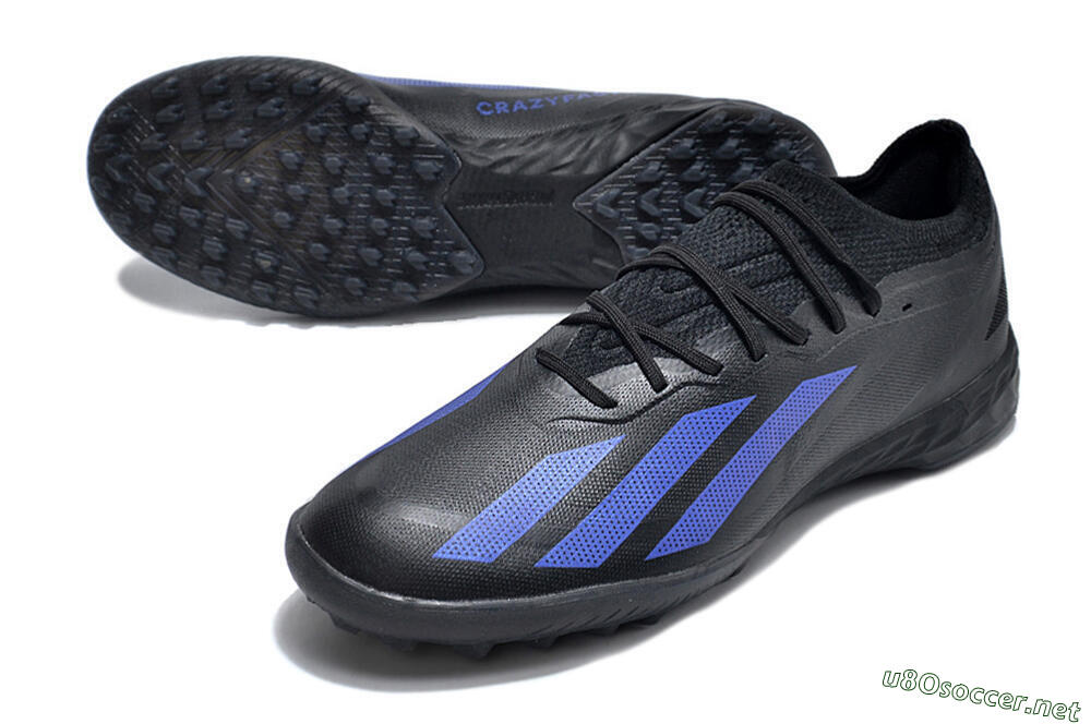 Men's Adidas X Crazyfast.1 TF Football Shoes - Black/Blue 3