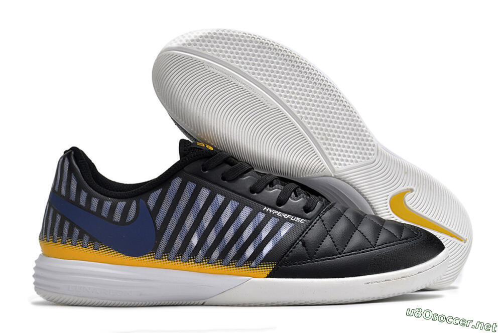 Men's Nike Lunar Gato 2 IC Football Shoes - Black/White/Yellow 2