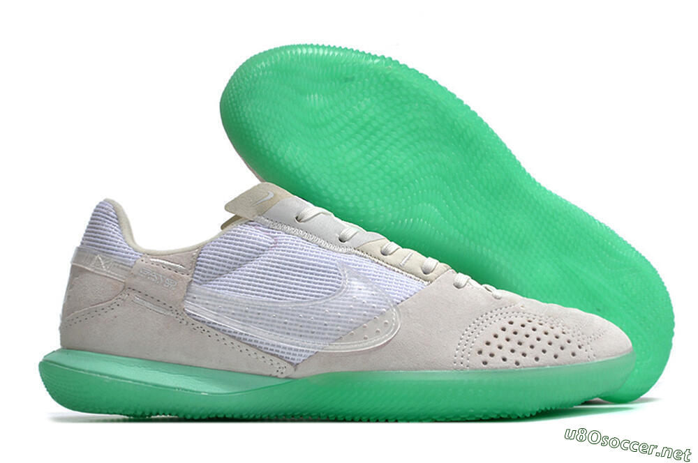 Men's Nike StreetGato IC Football Shoes - Grey/White/Green 2