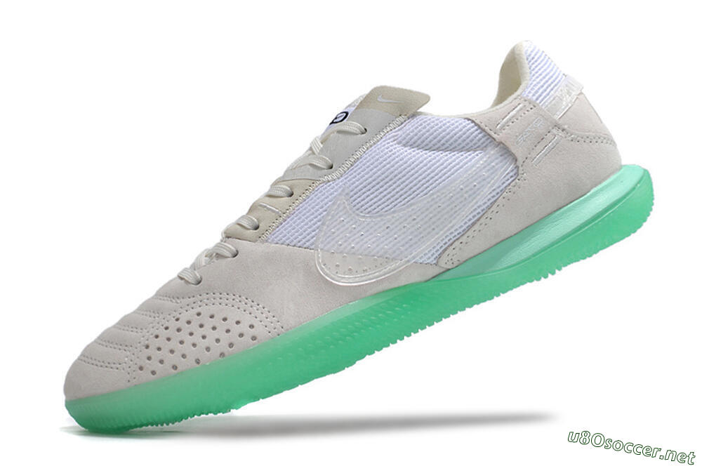 Men's Nike StreetGato IC Football Shoes - Grey/White/Green 4