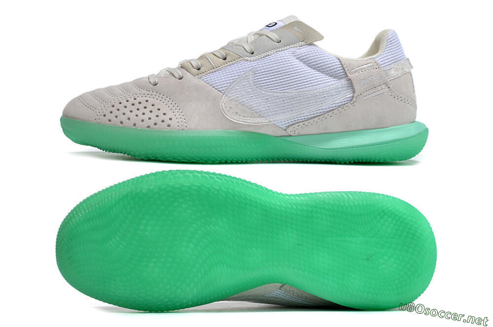 Men's Nike StreetGato IC Football Shoes - Grey/White/Green 1