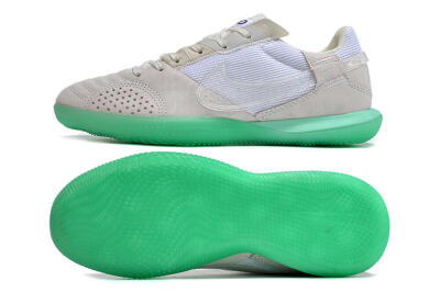 Men's Nike StreetGato IC Football Shoes - Grey/White/Green