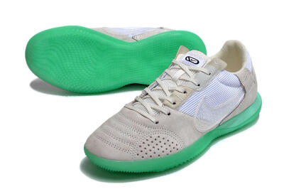 Men's Nike StreetGato IC Football Shoes - Grey/White/Green
