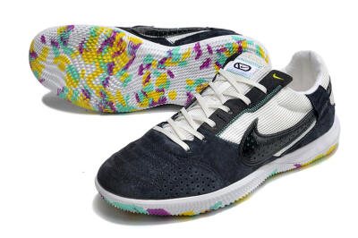Men's Nike StreetGato IC Football Shoes - Black/White