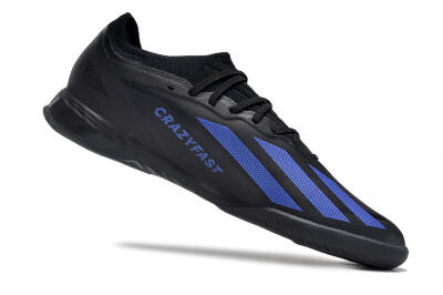 Men's Adidas X Crazyfast.1 IC Football Shoes - Black/Blue