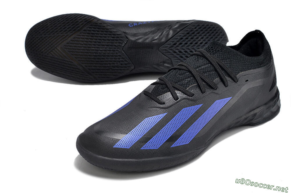 Men's Adidas X Crazyfast.1 IC Football Shoes - Black/Blue 3