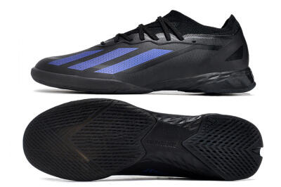 Men's Adidas X Crazyfast.1 IC Football Shoes - Black/Blue