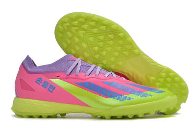 Men's Adidas X Crazyfast.1 TF Football Shoes - Pink/Purple/Blue/Green