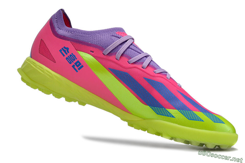 Men's Adidas X Crazyfast.1 TF Football Shoes - Pink/Purple/Blue/Green 4