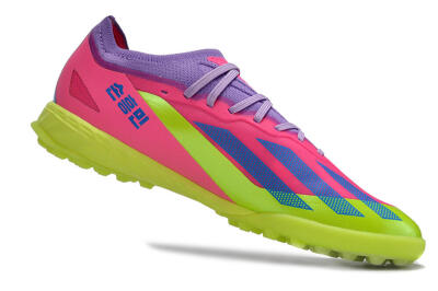 Men's Adidas X Crazyfast.1 TF Football Shoes - Pink/Purple/Blue/Green
