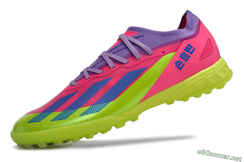 Men's Adidas X Crazyfast.1 TF Football Shoes - Pink/Purple/Blue/Green 5
