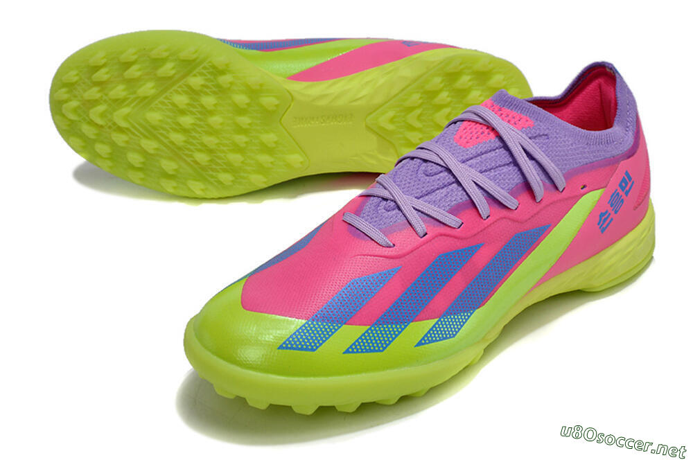 Men's Adidas X Crazyfast.1 TF Football Shoes - Pink/Purple/Blue/Green 3