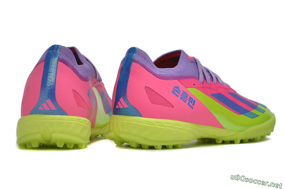 Men's Adidas X Crazyfast.1 TF Football Shoes - Pink/Purple/Blue/Green 6