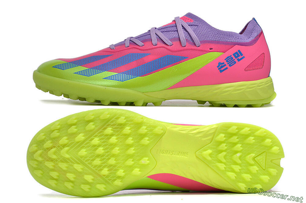 Men's Adidas X Crazyfast.1 TF Football Shoes - Pink/Purple/Blue/Green 1