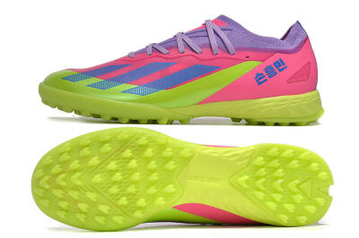 Men's Adidas X Crazyfast.1 TF Football Shoes - Pink/Purple/Blue/Green