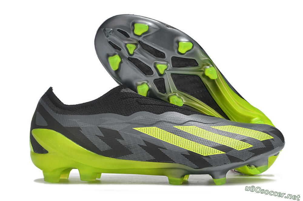 Men's Adidas X Crazyfast+ FG Football Boots - Grey/Black/Green 2