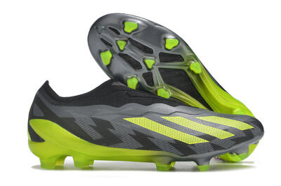 Men's Adidas X Crazyfast+ FG Football Boots - Grey/Black/Green