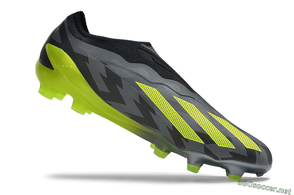 Men's Adidas X Crazyfast+ FG Football Boots - Grey/Black/Green 4