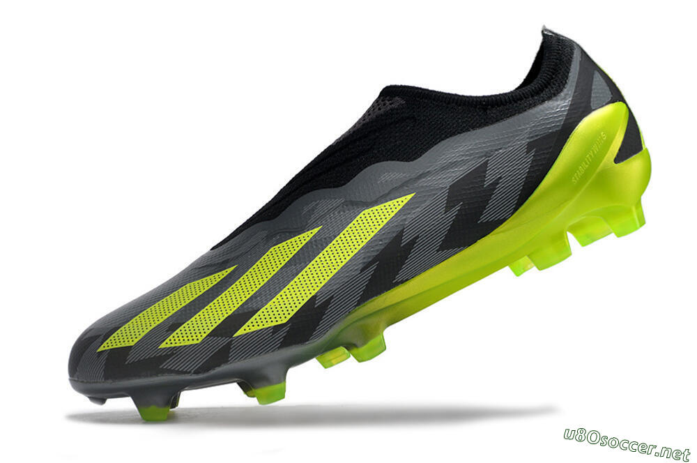 Men's Adidas X Crazyfast+ FG Football Boots - Grey/Black/Green 5