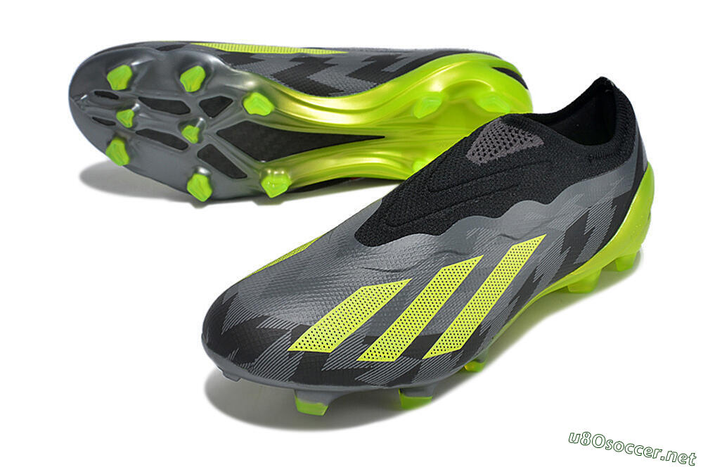Men's Adidas X Crazyfast+ FG Football Boots - Grey/Black/Green 3