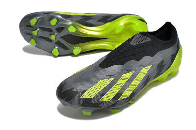 Men's Adidas X Crazyfast+ FG Football Boots - Grey/Black/Green