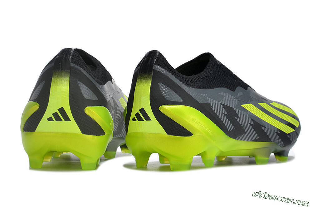 Men's Adidas X Crazyfast+ FG Football Boots - Grey/Black/Green 6