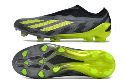 Men's Adidas X Crazyfast+ FG Football Boots - Grey/Black/Green