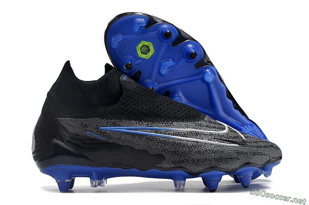 Men's Nike Phantom GX Elite DF Link Pro SG Football Boots - Black/Grey/Blue 2