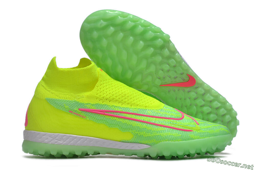 Men's Nike Phantom GX Elite DF Link TF Football Shoes - Green/Pink/White 2
