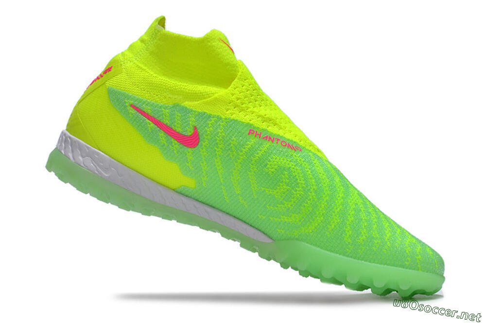 Men's Nike Phantom GX Elite DF Link TF Football Shoes - Green/Pink/White 4