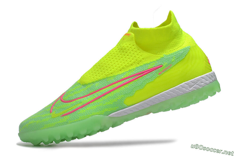 Men's Nike Phantom GX Elite DF Link TF Football Shoes - Green/Pink/White 5