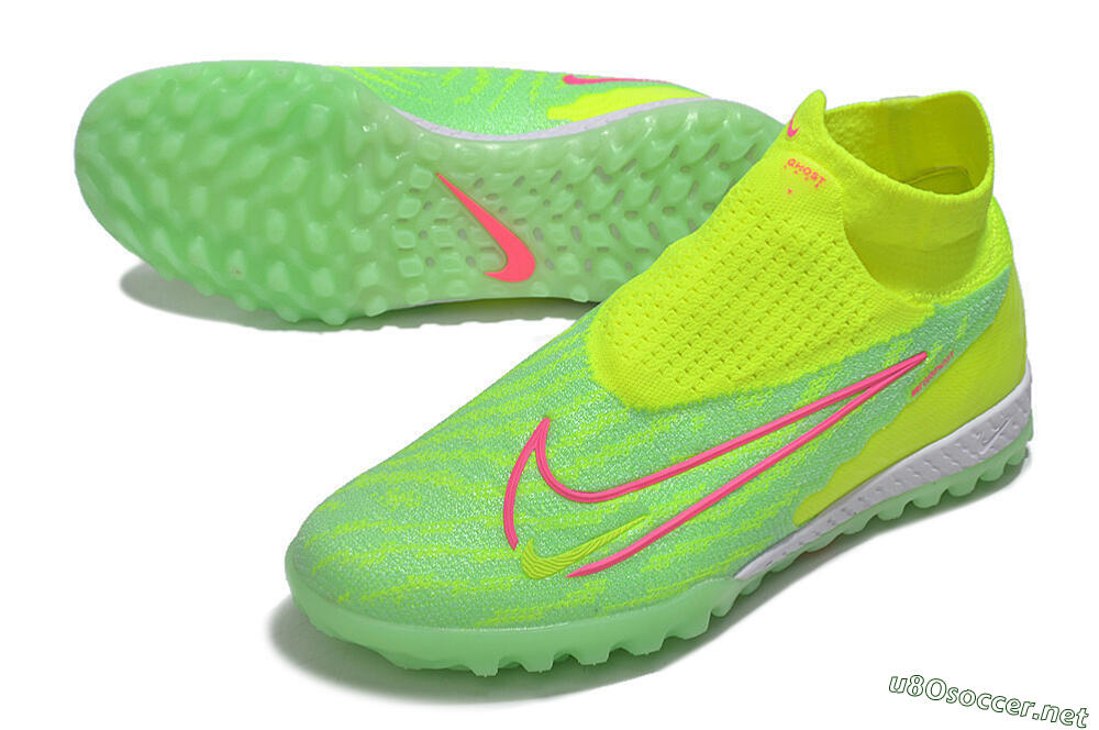 Men's Nike Phantom GX Elite DF Link TF Football Shoes - Green/Pink/White 3