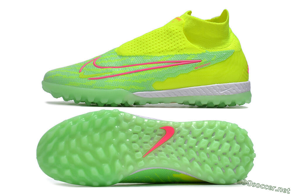 Men's Nike Phantom GX Elite DF Link TF Football Shoes - Green/Pink/White 1