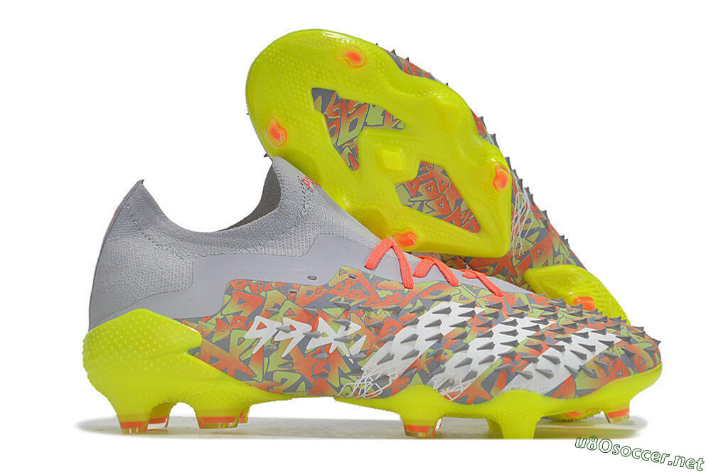Unisex Adidas Predator Freak.1 FG Football Boots - Grey/White/Orange/Green 2