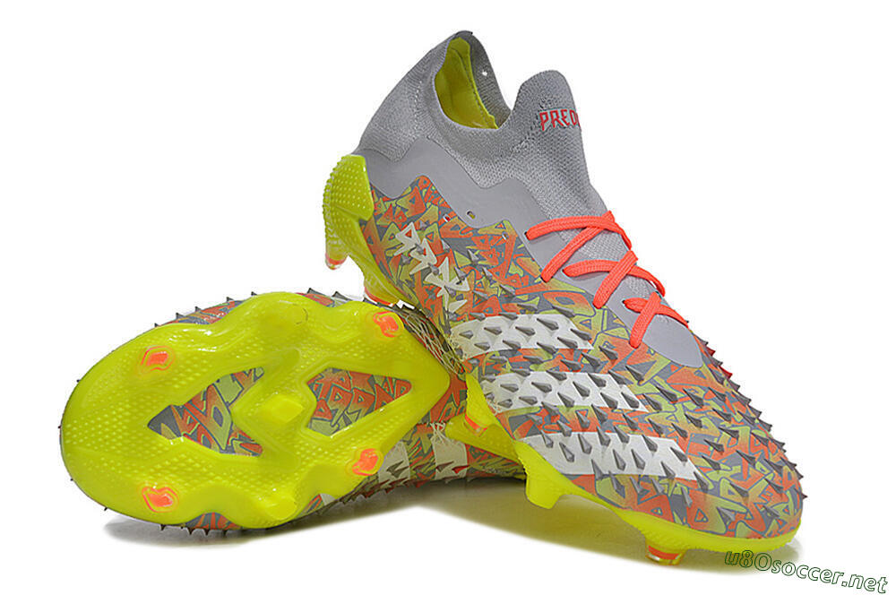 Unisex Adidas Predator Freak.1 FG Football Boots - Grey/White/Orange/Green 3
