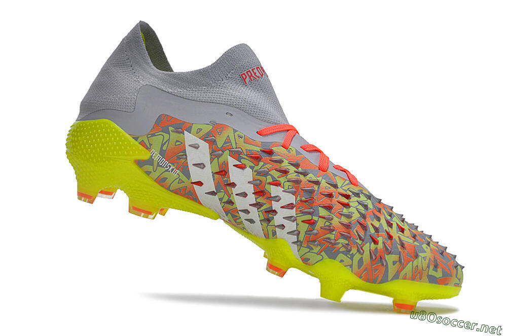 Unisex Adidas Predator Freak.1 FG Football Boots - Grey/White/Orange/Green 4