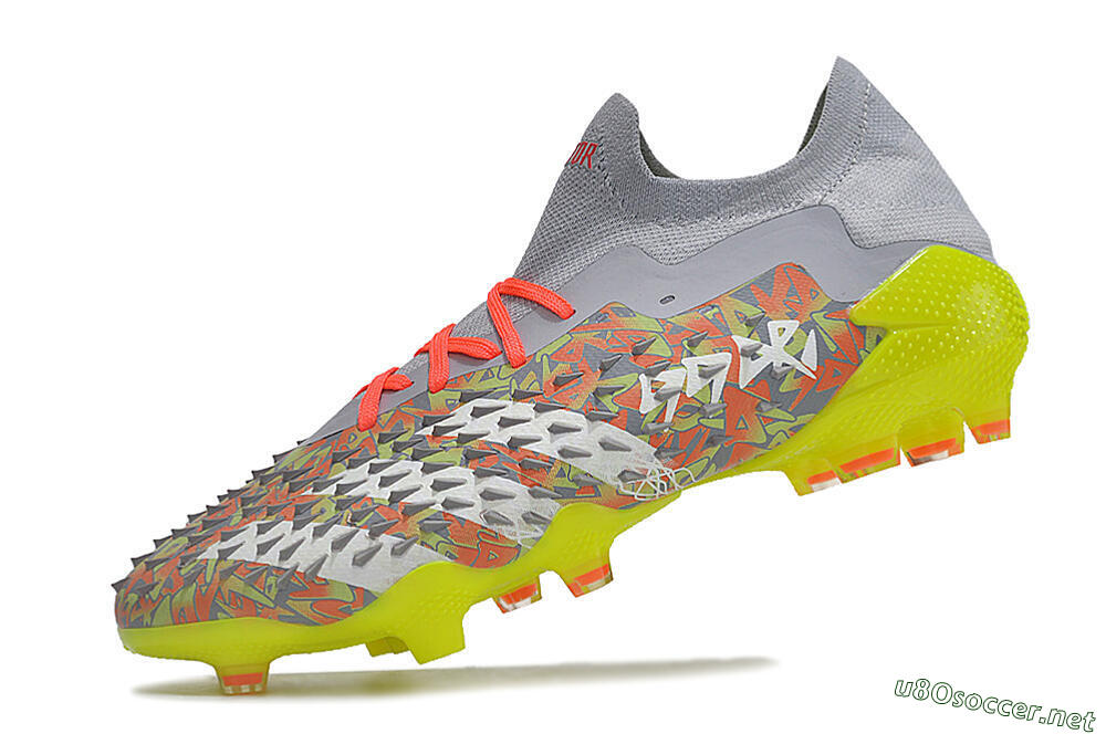 Unisex Adidas Predator Freak.1 FG Football Boots - Grey/White/Orange/Green 5