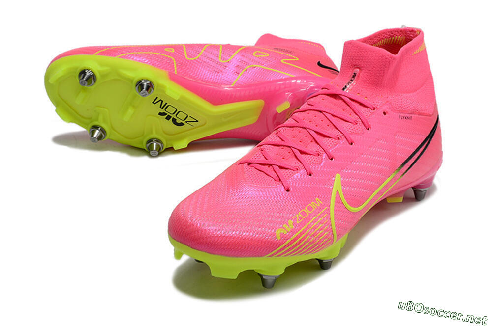 Men's Nike Air Zoom Mercurial Superfly 9 Elite SG Football Boots - Pink/Green/Black 3