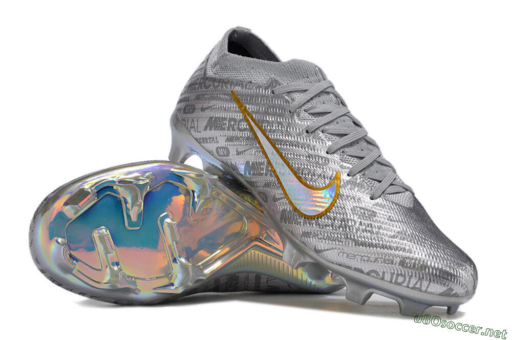 Unisex Nike Air Zoom Mercurial Vapor 15 Elite FG Football Boots - Silver/Gold 4